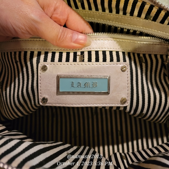 L.A.M.B. by Gwen Stefani Leather Frosted Satchel Luxury Designer Handbag #544 - Picture 5 of 15